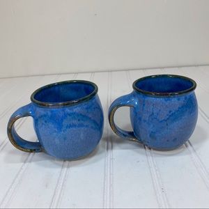 Blue stoneware mugs